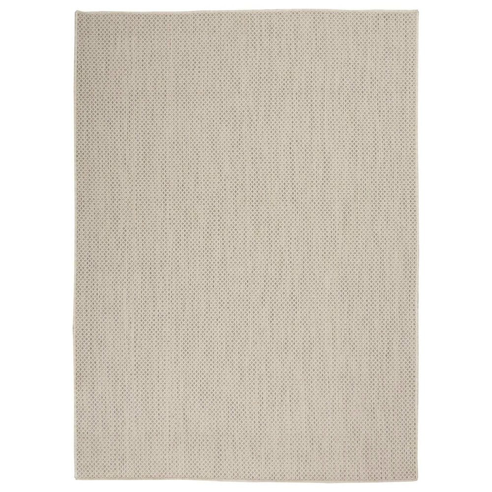 Nourison Courtyard Ivory and Silver 6&#39; x 9&#39; Indoor/Outdoor Area Rug, , large