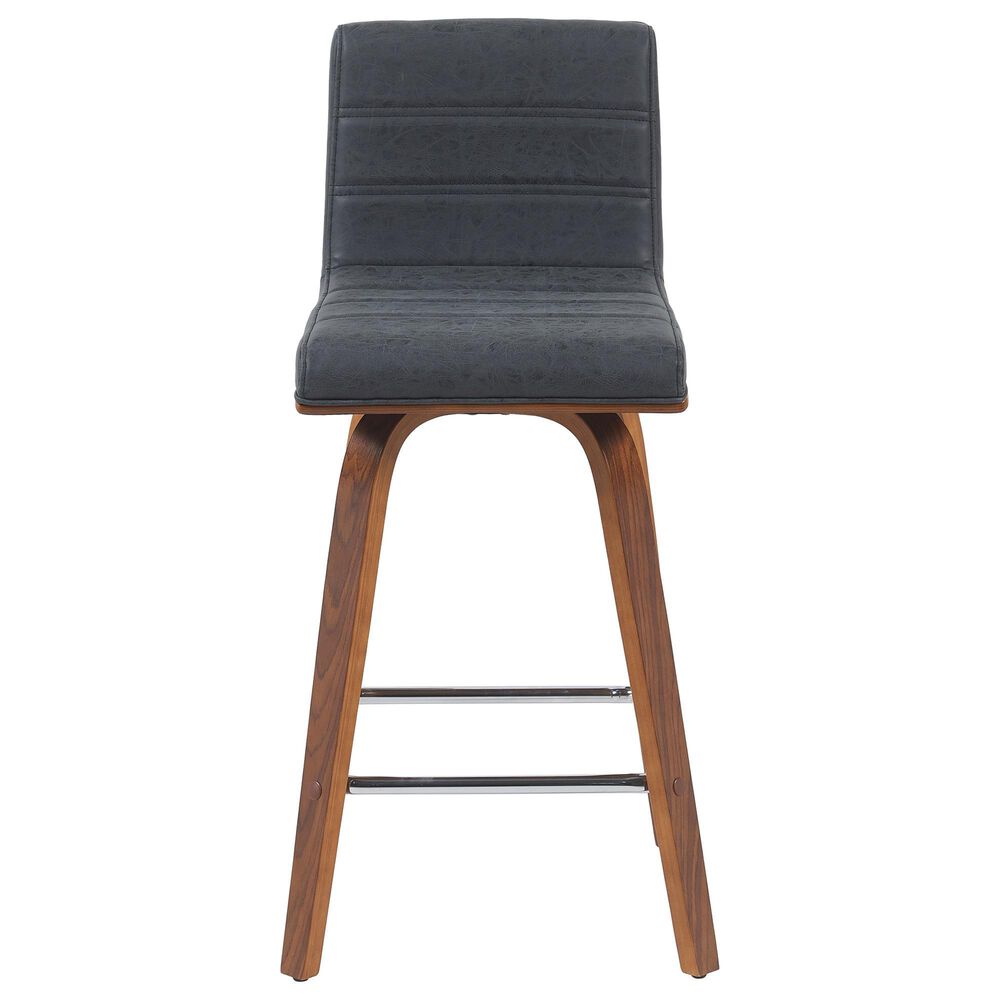 Armen Living Vienna Swivel Counter Height Stool with Vintage Black Upholstery in Walnut, , large