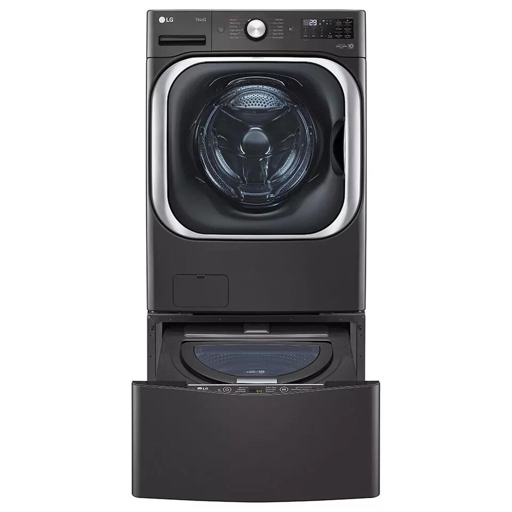LG 5 Cu. Ft. Smart Front Load Washer with Pedestal in Black Steel, , large