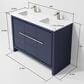 Lexora Home Lafarre 48" Double Bathroom Vanity in Navy Blue with 2 cm White Cultured Marble Top and Rectangular Sinks, , large