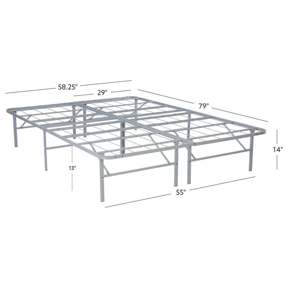 Linon Home Decor Franson Queen Folding Platform Bed Frame in Dark Pewter, , large