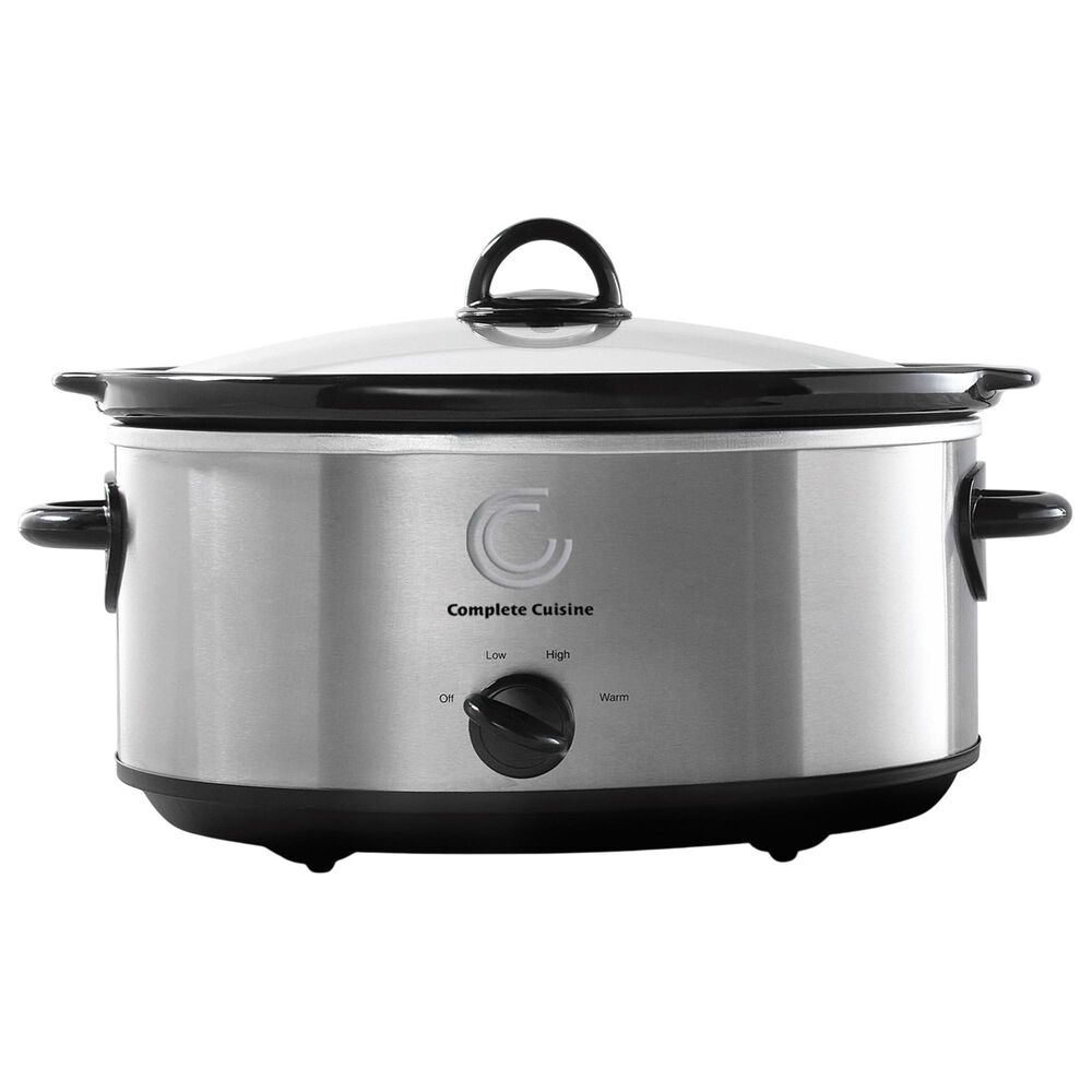 Complete Cuisine 6 Qt Oval Slow Cooker in Stainless Steel, , large