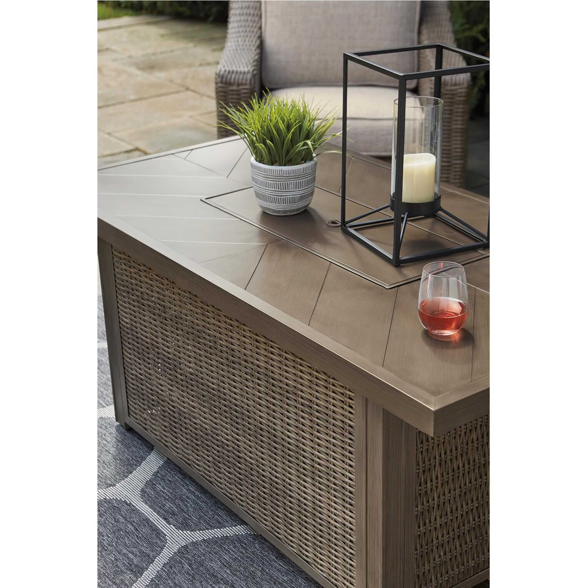 Ashley beachcroft beige rectangular dining table top