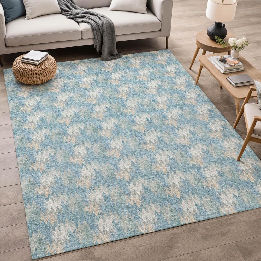 Dalyn Rug Company Soft Essentials Chevron Teal 10' x 14' Area Rug, , large