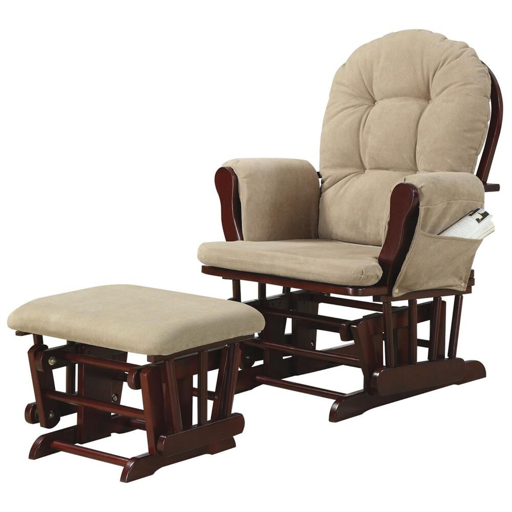 Pacific Landing Casual Glider Rocker in Cappuccino/Beige with Ottoman, , large