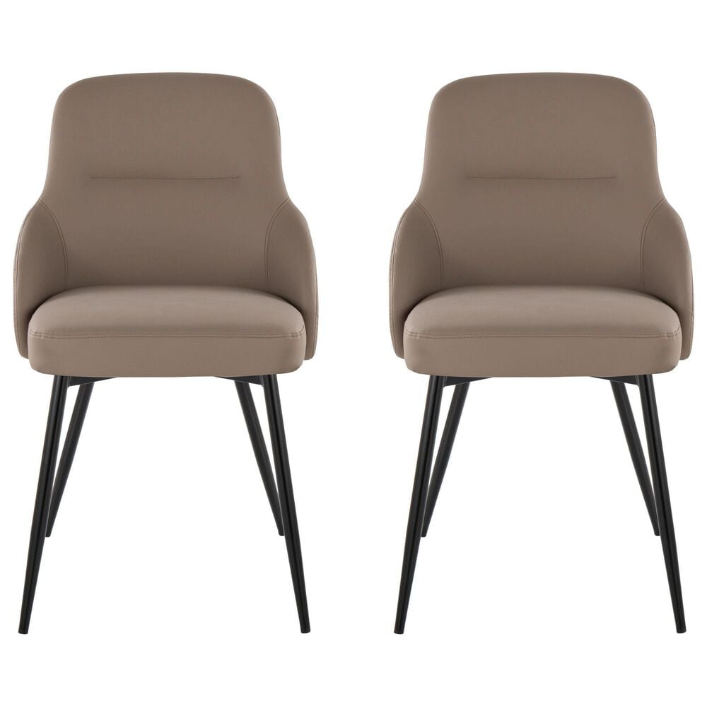 Lumisource York Side Chair with Brown Upholstered in Black (Set of 2), , large
