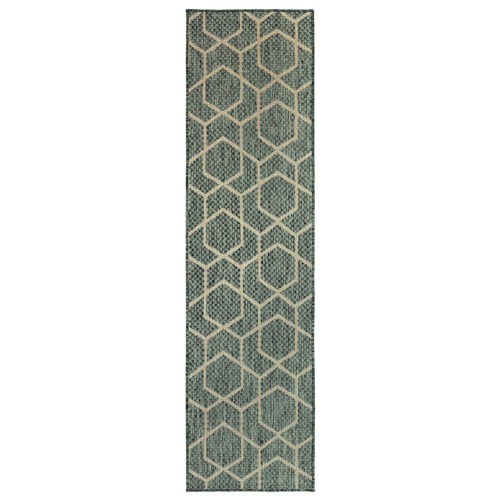 Nourison Horizon HOZ01 Green 2"2" x 8" Indoor/Outdoor Runner, , large