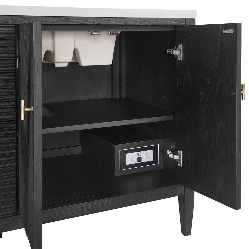 James Martin Vanities Myrrin 72" Double Bathroom Vanity in Carbon Oak with 3 cm Eternal Jasmine Pearl Silestone Top, Rectangular Sinks and FreePower Wireless Charger, , large