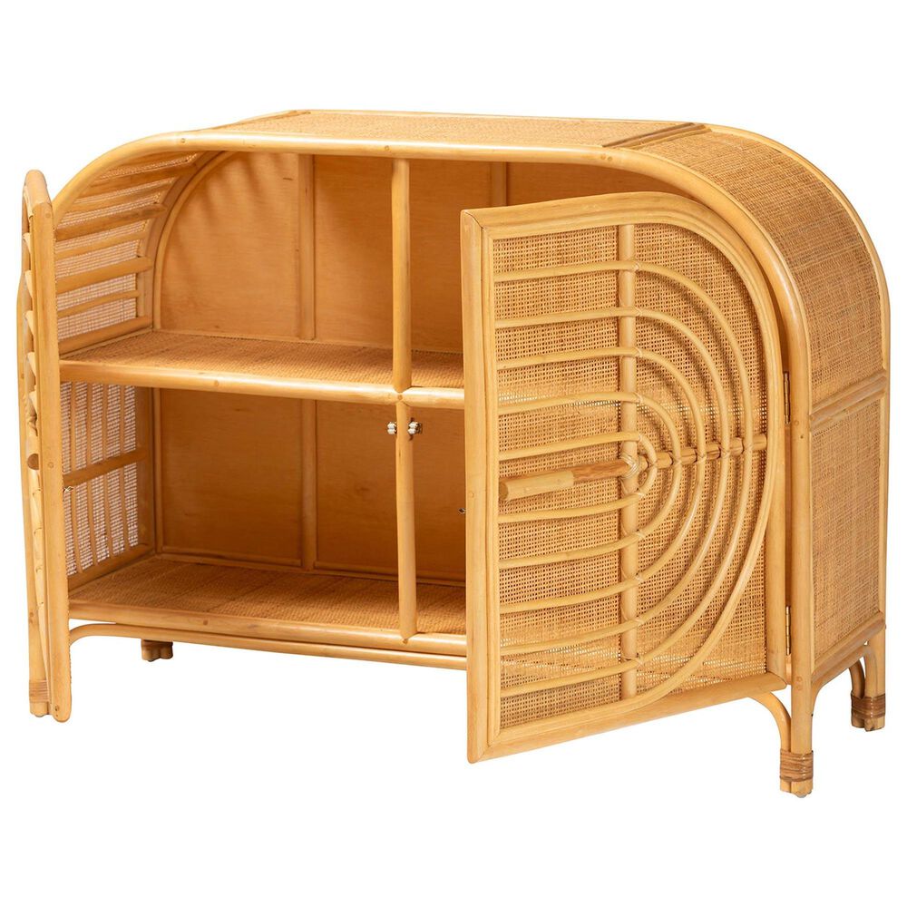 Baxton Studio Ovalet 2-Door Rattan Sideboard in Natural Brown, , large
