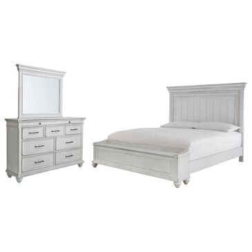 Ashley Kanwyn 3 Piece Queen Storage Bedroom Set in Distressed Whitewash, , large