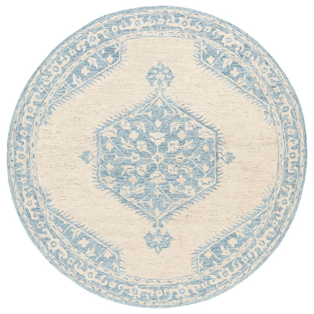 Surya Granada GND-2306 8' Round Pale Blue, Beige and Sky Blue Area Rug, , large
