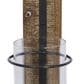 Maple and Jade Pillar Geometric Wall Sconce with Wood Back Mount in Brown and Black, , large