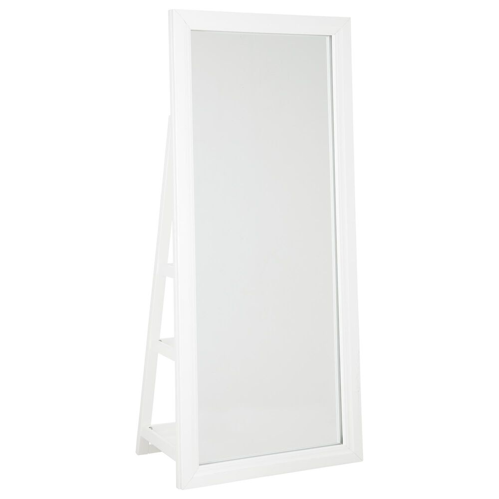 Ashley Evesen Floor Standing Mirror with Shelves in White, , large