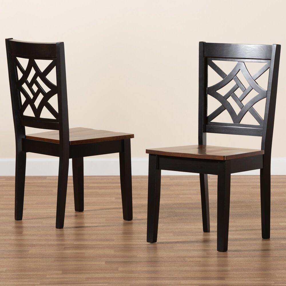 Baxton Studio Nicolette Side Chair in Dark Brown and Walnut Brown (Set of 2), , large