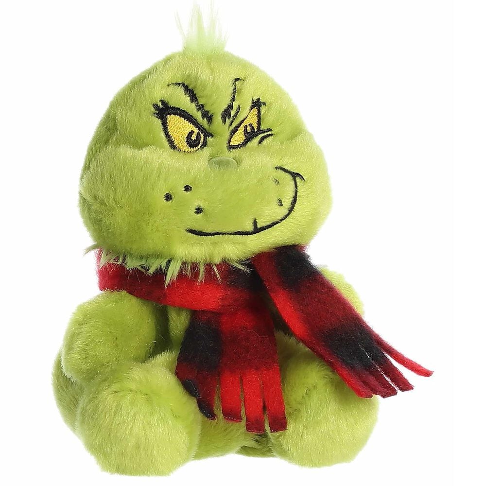 Aurora Palm Pals 5&quot; Grinch with Scarf Plush in Green and Red, , large