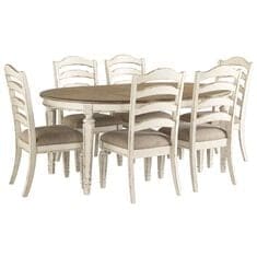 Signature Design by Ashley Realyn 7-Piece Round to Oval Dining Set in Chipped White