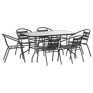 Flash Furniture Lila 7-Piece Patio Dining Set in Black, , large