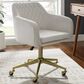 Linon Home Decor Imogen Quilted Office Chair with Off White Cushion in Gold, , large