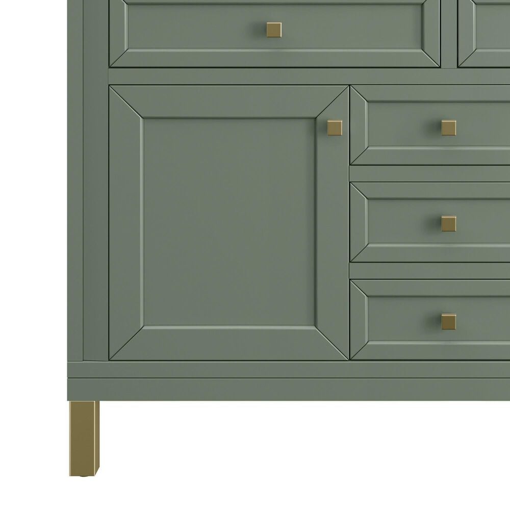 James Martin Vanities Chicago 48&quot; Single Bathroom Vanity in Smokey Celadon with Single Hole 3 cm White Zeus Quartz Top and Rectangular Sink, , large