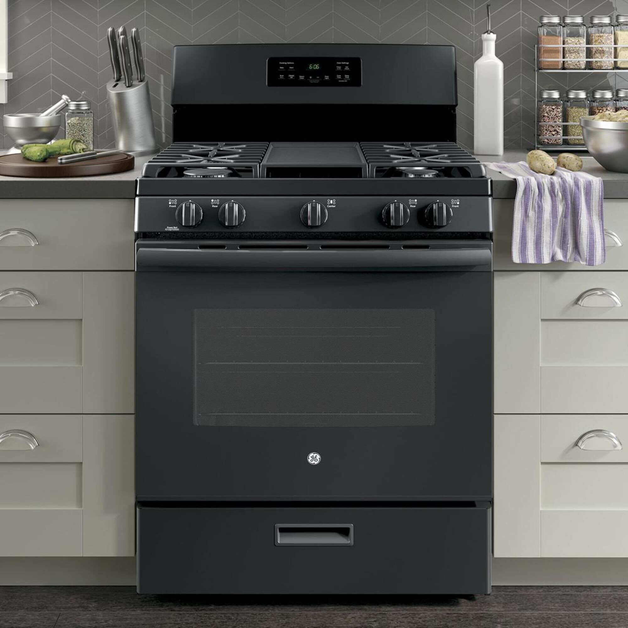 Ge black gas outlet stove