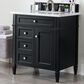 James Martin Vanities Brittany 30" Single Bathroom Vanity in Black Onyx with 3 cm Carrara White Marble Top and Rectangle Sink, , large
