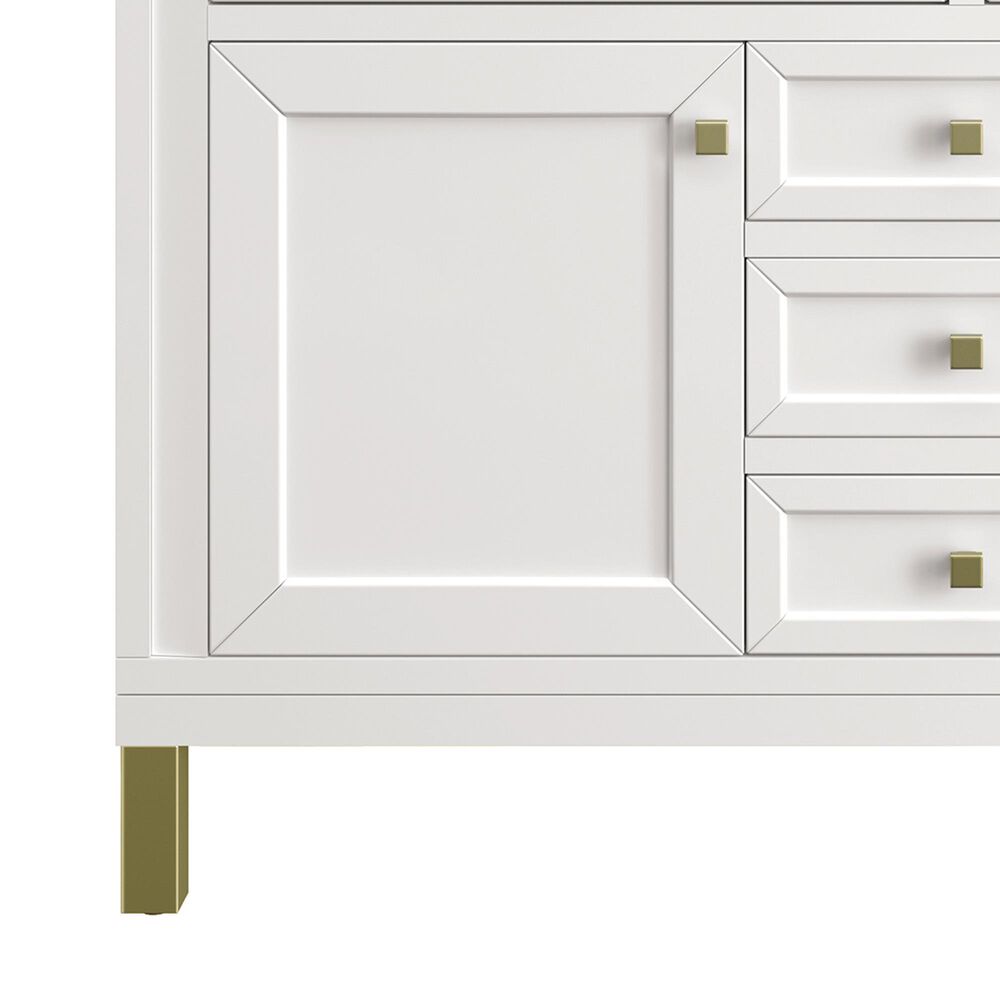 James Martin Vanities Chicago 48&quot; Single Bathroom Vanity in Glossy White with 3 cm Victorian Silver Quartz Top and Rectangular Sink, , large