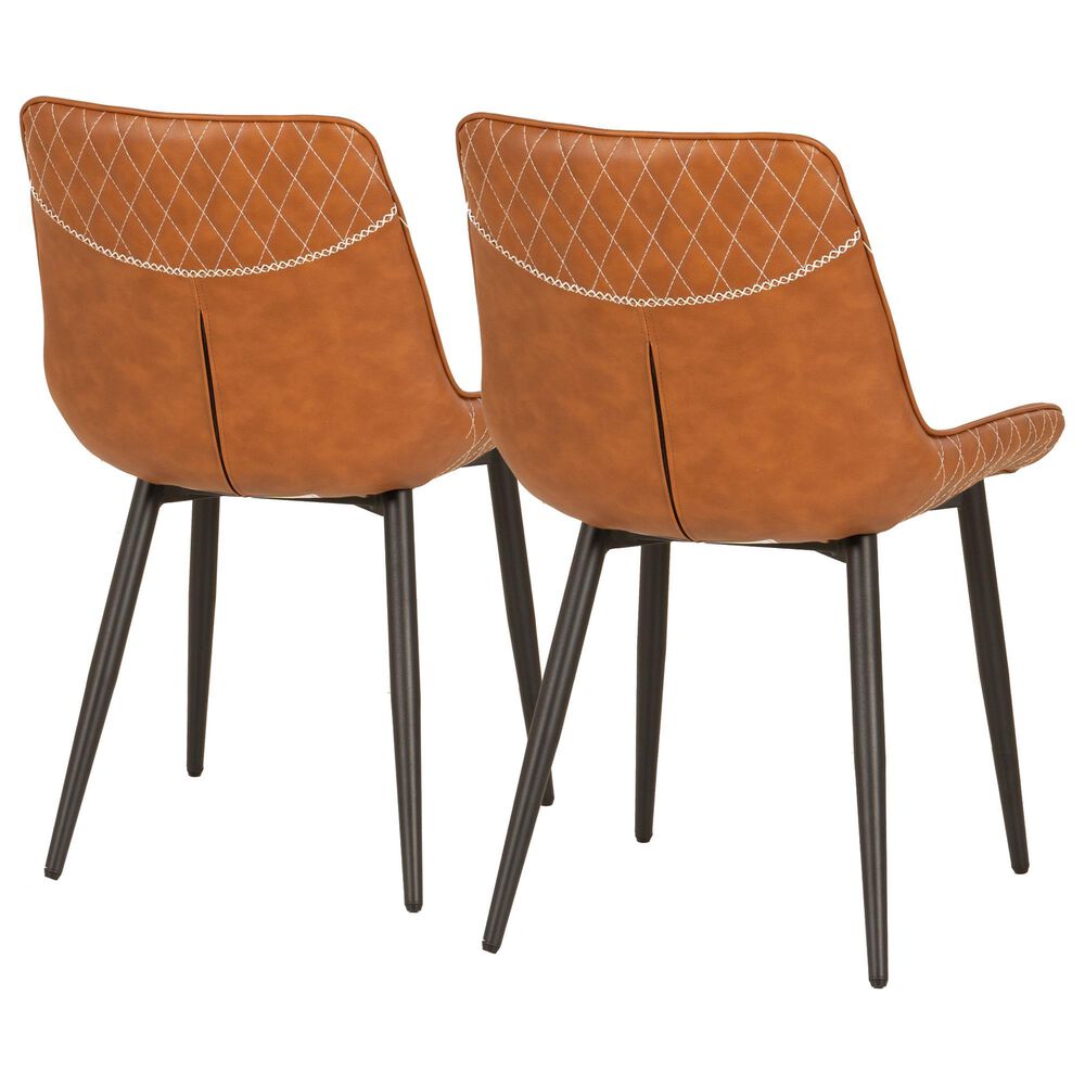 Linon Home Decor Edler Side Chair with Brown Upholstery in Black (Set of 2), , large