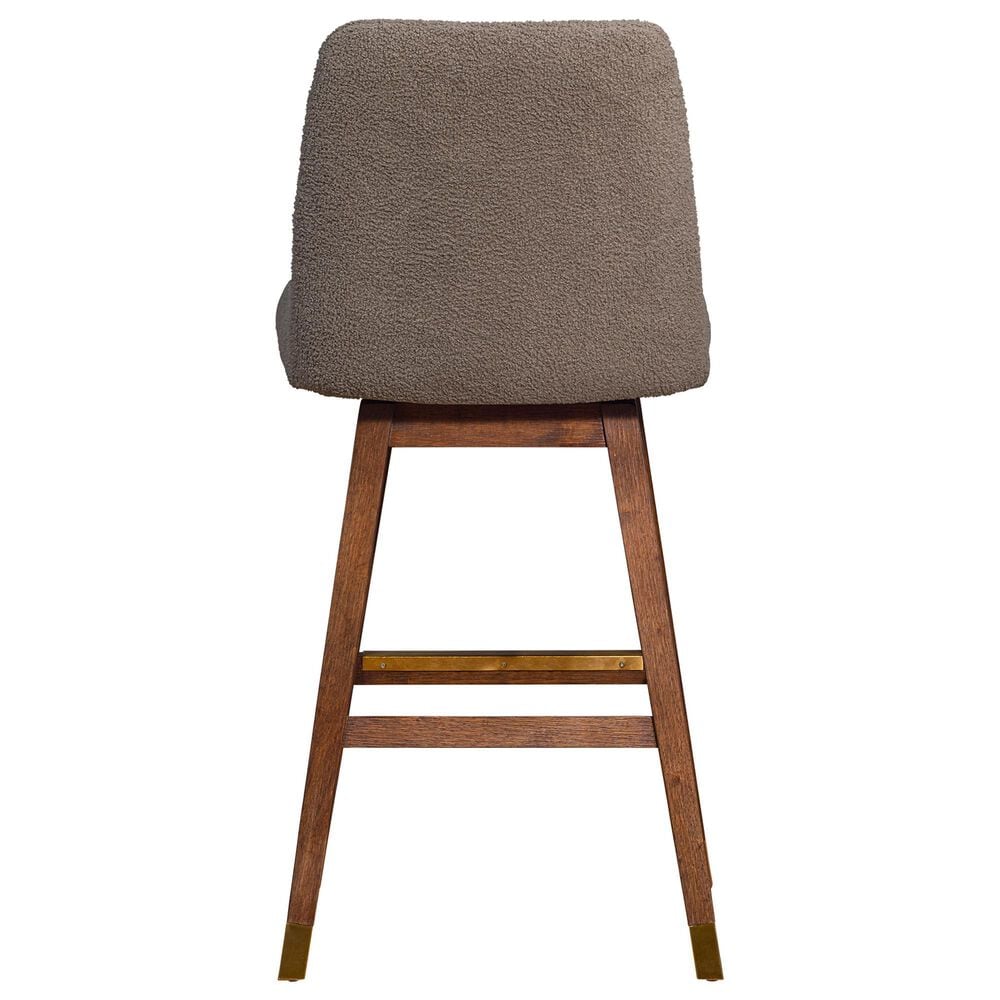 Blue River Amalie Swivel Barstool Stool with Taupe Boucle Cushion in Brown Oak, , large