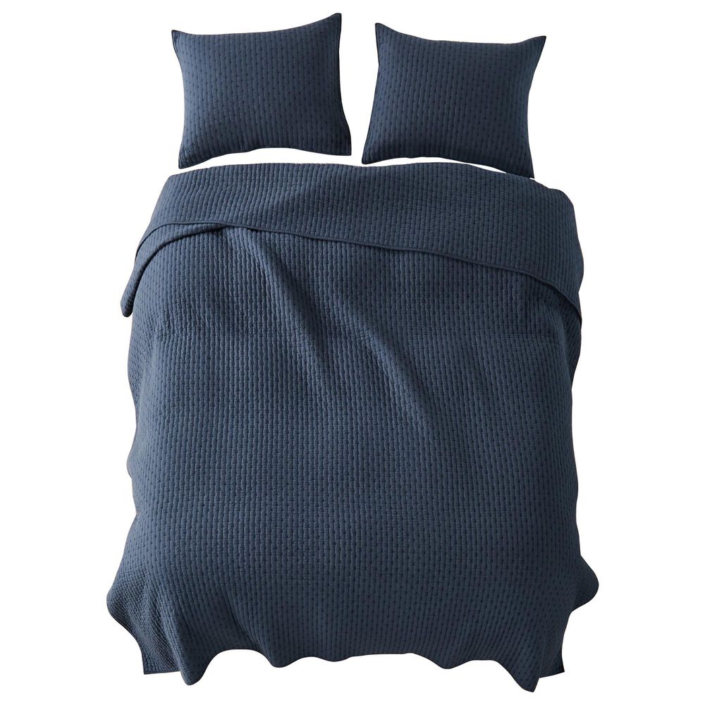 Levtex Cross Stitch 3-Piece Full/Queen Reversible Quilt Set in Navy, , large