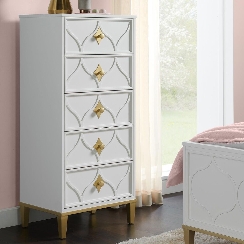 Martin Svensson Home Emma Lingerie Chest in Lacquer White with Gold Accents, , large