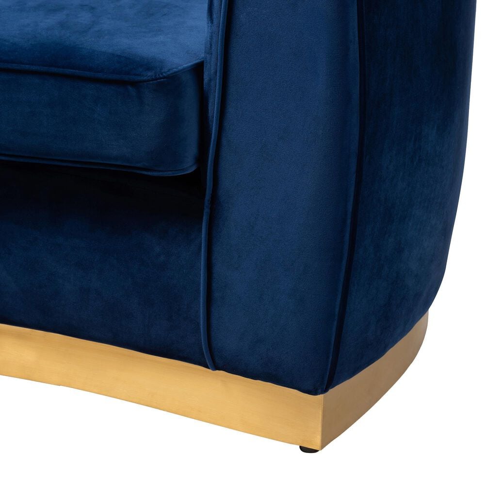 Baxton Studio Milena Stationary Sofa in Royal Blue Velvet, , large