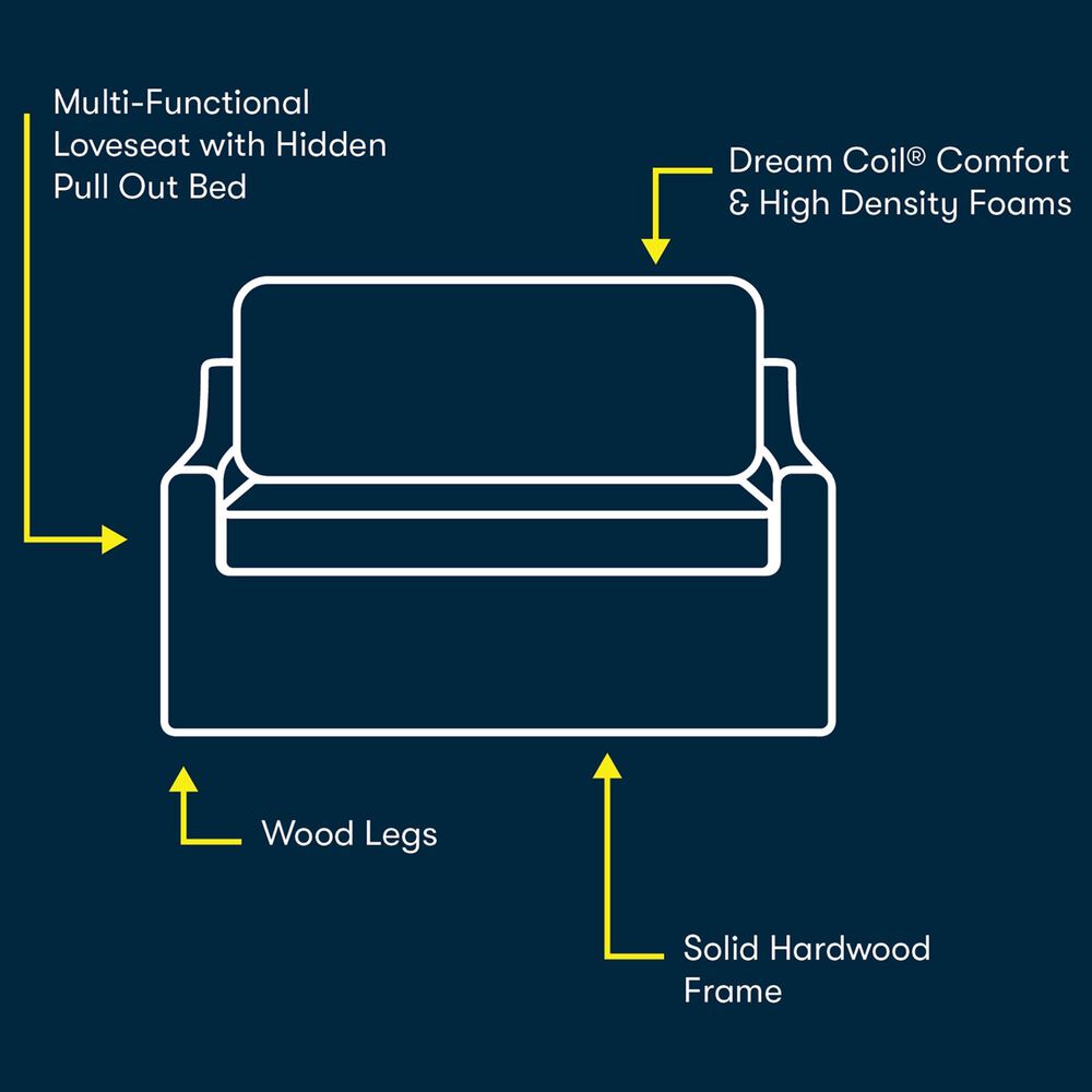 Lifestyle Solutions Harper Stationary Sleeper Loveseat in Oatmeal, , large