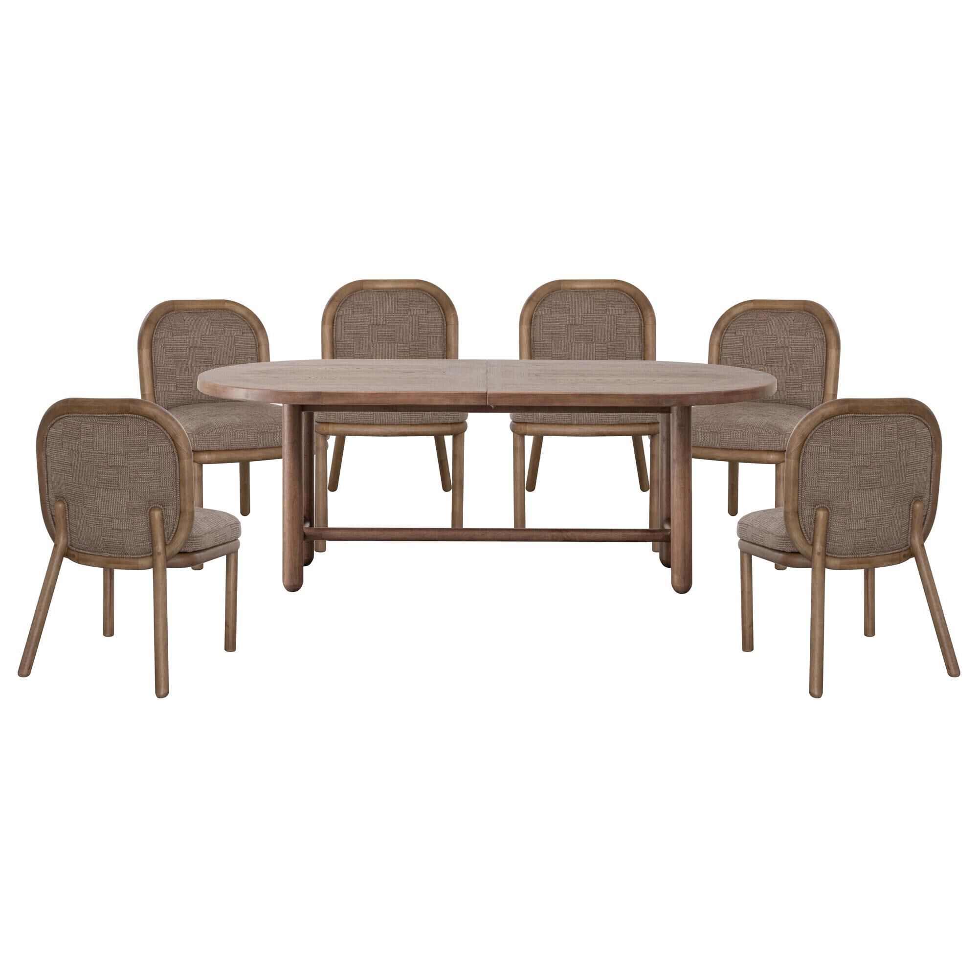 Urban Home Astor 7-Piece Oval Dining Table in Claystone