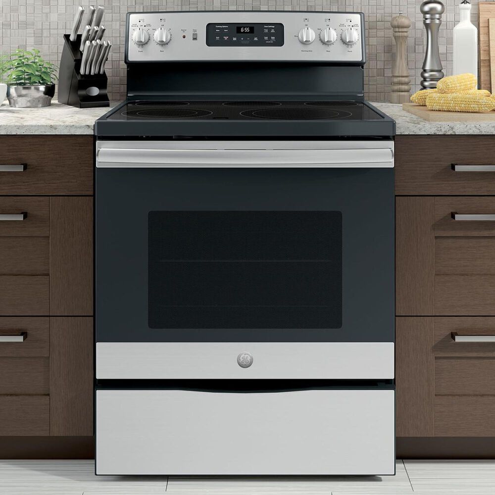 GE Appliances 30&quot; Free-Standing Electric Convection Range in Stainless Steel, , large