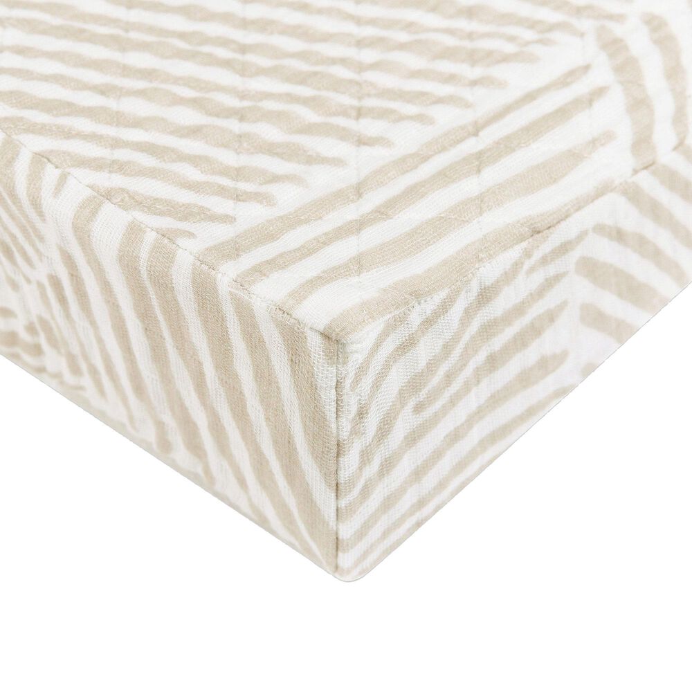 Babyletto Oat Stripe Changing Pad Cover in White and Gray, , large
