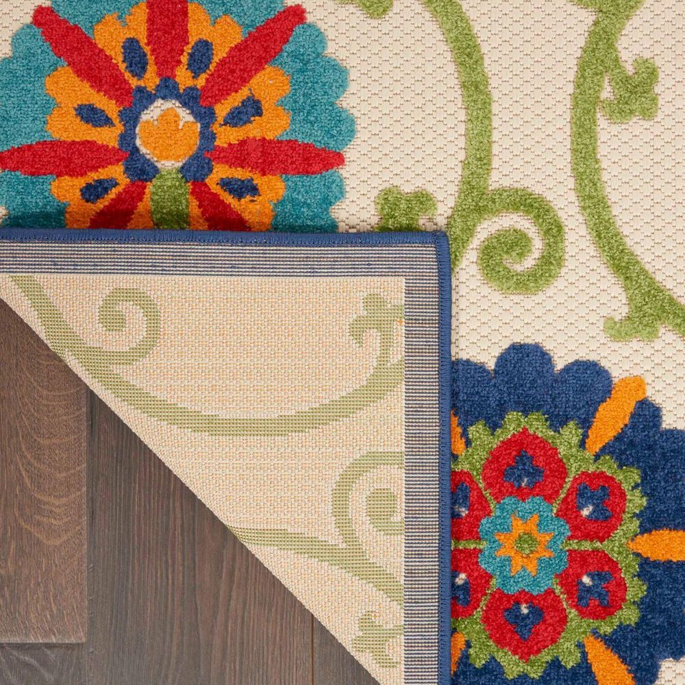 Nourison Aloha ALH19 2&#39;3&quot; x 12&#39; Blue and Multicolor Indoor/Outdoor Runner, , large