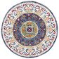 L&R Resources Sinuous Floral Medallion Mosaic 4" Round White, Green, Blue, Red and Orange Area Rug, , large