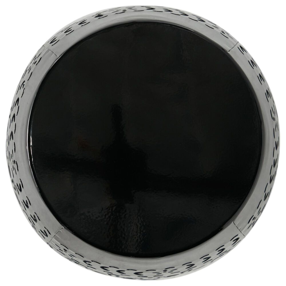 Hearth and Haven Ruby Outdoor Barrel End Table with Lace-Cut Design in Black, , large