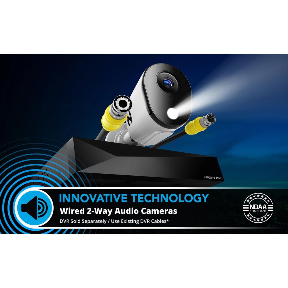 Night Owl Add On Wired 2K Deterrence Cameras with 2-Way Audio - 2 Pack - White, , large