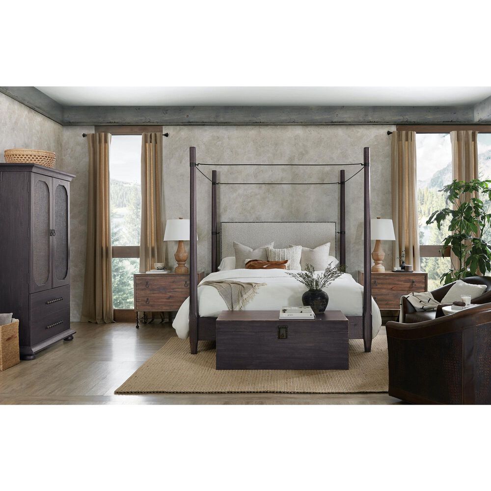 Hooker Furniture Big Sky 4-Piece King Bedroom Set in Charred Timber, Furrowed Bark and Vintage Natural, , large