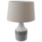 Teak Interiors Clementine Vintage Reproduction Table Lamp with Linen Shade in White Reactive Glaze, , large