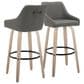 LumiSource Hannah Swivel Bar Stool with Dark Grey Faux Leather Upholstery in Whitewashed and Black (Set of 2), , large