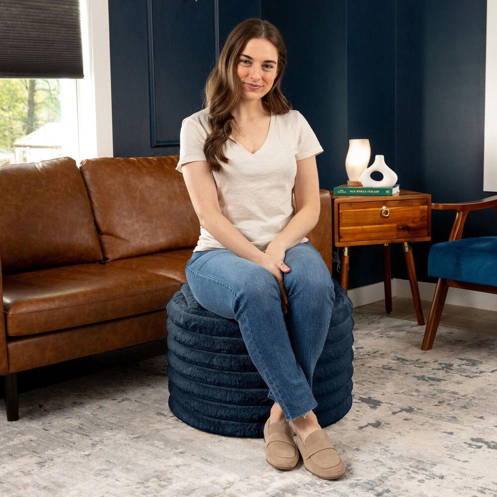 Jaxx Paran Round Ottoman in Mondo Navy, , large