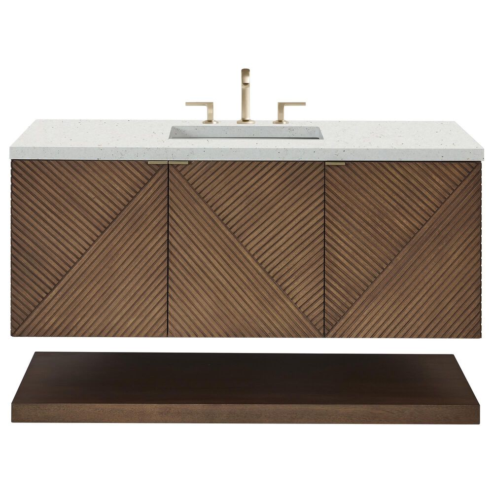 James Martin Vanities Marcello 48" Wall Mounted Single Bathroom Vanity in Chestnut with 3 cm Lime Delight Quartz Top and Rectangular Sink, , large