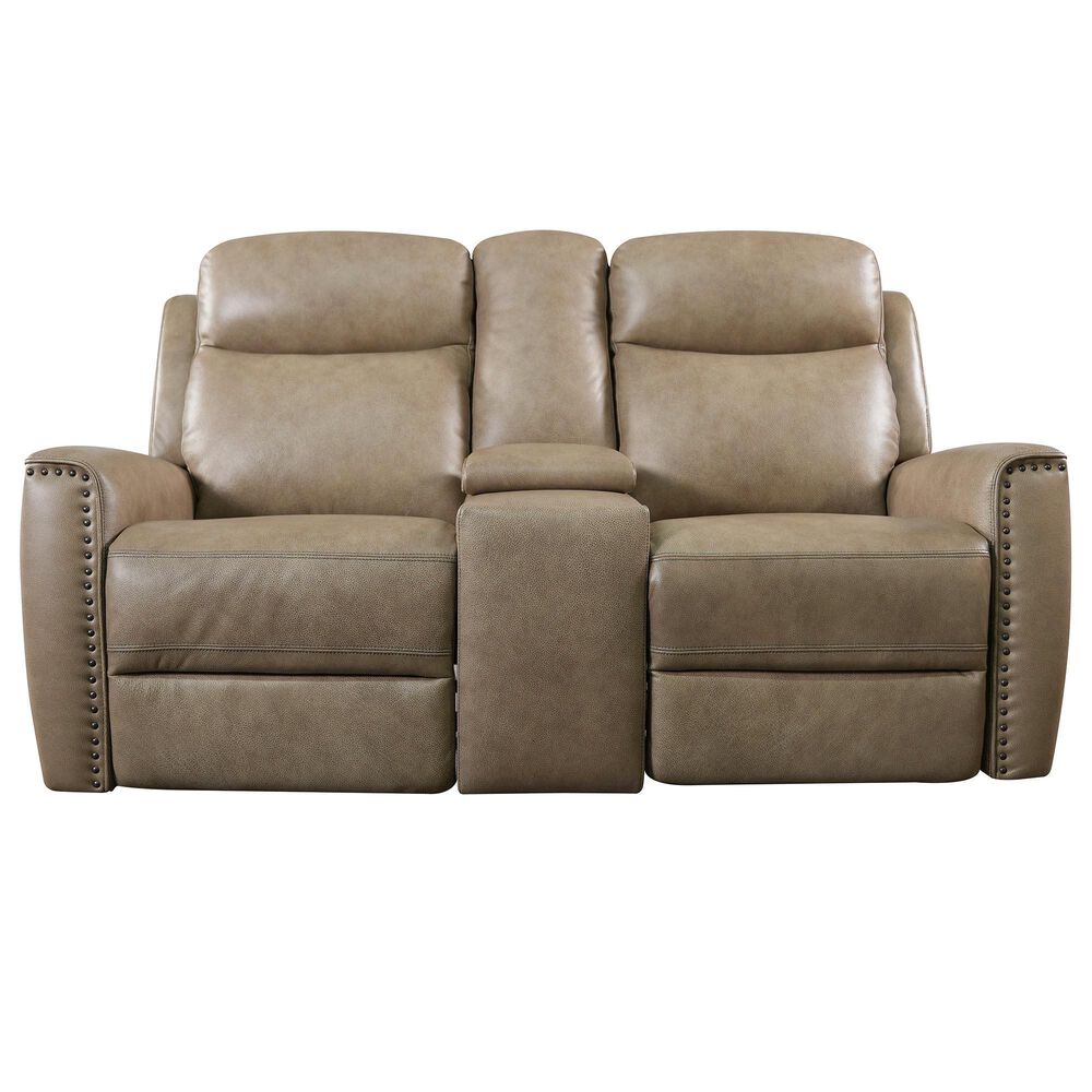 Bassett Douglas Leather Power Reclining Loveseat in Wheat, , large