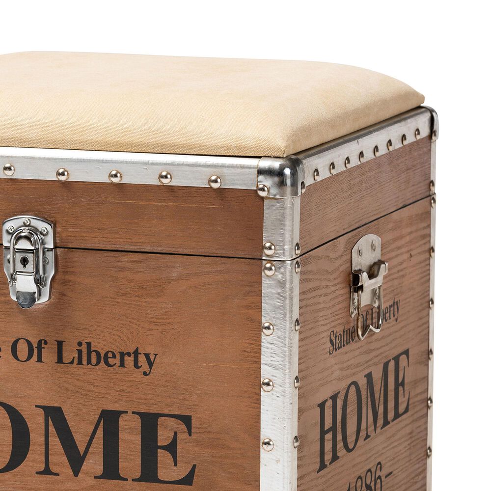 Baxton Studio Violetta Storage Trunk Ottoman in Light Brown, , large