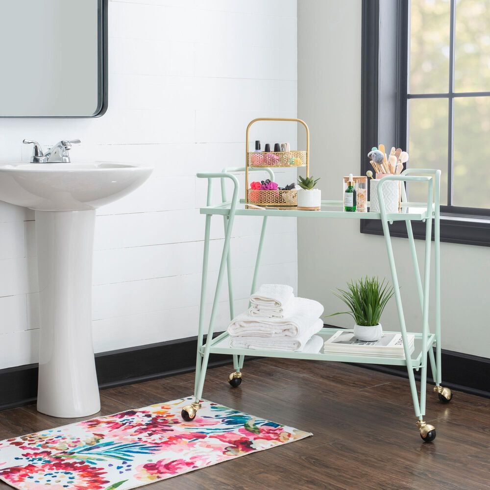 Linon Home Decor Mid-Century Bar Cart in Mint, , large