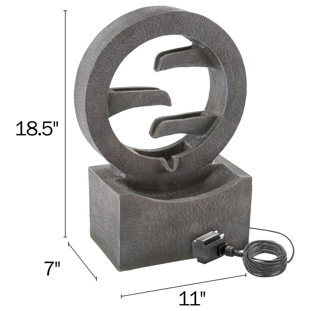 Timberlake Pure Garden Resin Round Cascade Fountain in Stone Gray, , large