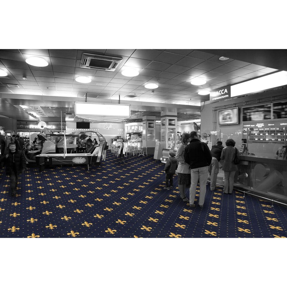 Milliken Brand Code Fleur De Lis Rough Rider Carpet in Navy, , large