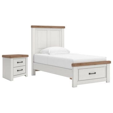 Ashley Savonport Twin Storage Bed with Nightstand in White and Brown, , large